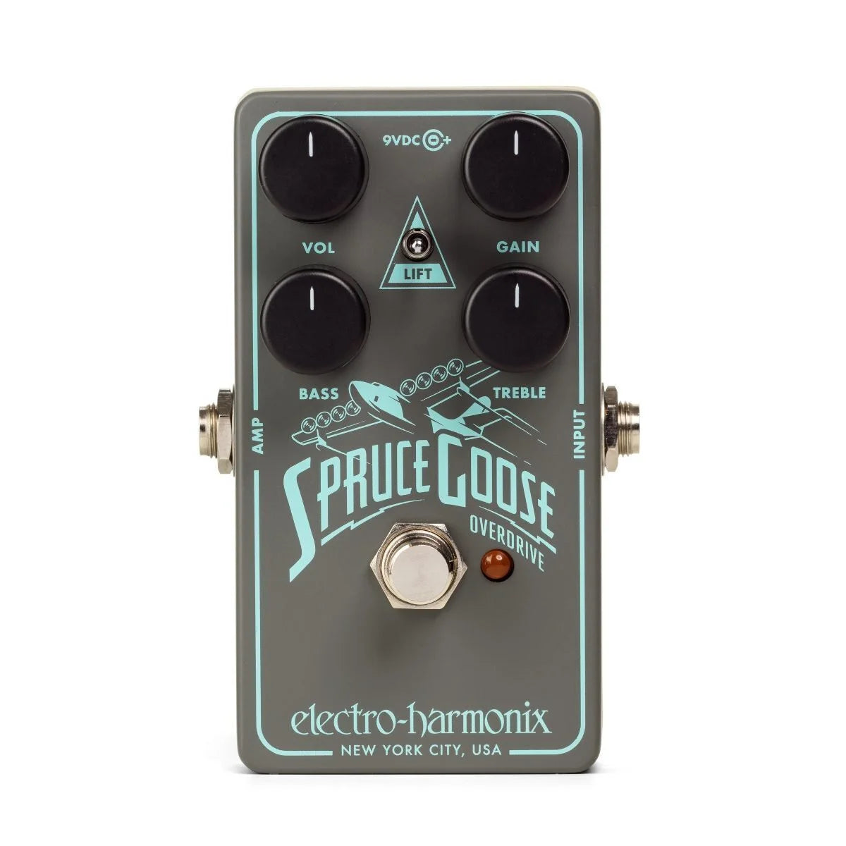 Grey and Teal Overdrive Effects Pedal P52220