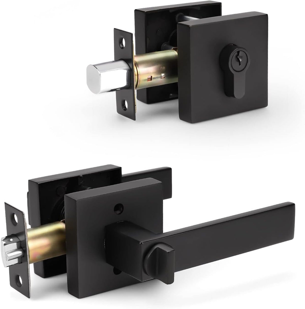 Matte Black Door Handle Set T1528