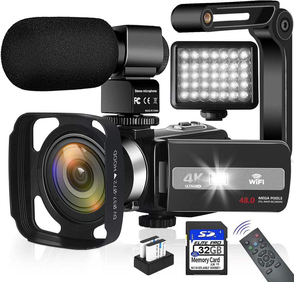 4K 60FPS Autofocus Digital Camera with WiFi, 32GB SD Card, 2 Batteries Z86888