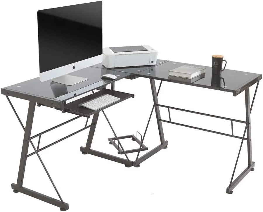 Black L-Shape Corner Desk Y80689