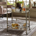 Antique Brass Clear Tempered Glass Metal Kitchen Cart P69878