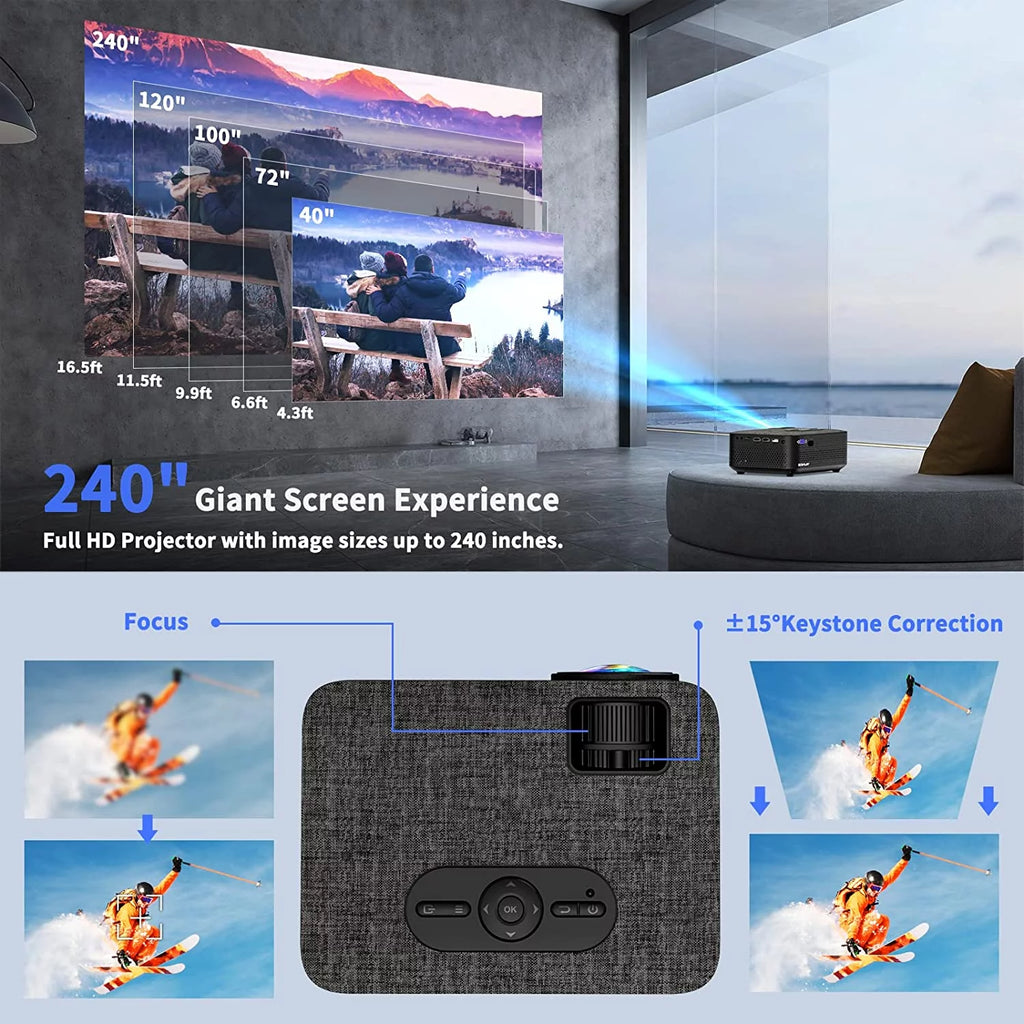 Mini WiFi Projector HD 1080P 240 LCD Display with Bluetooth S57760