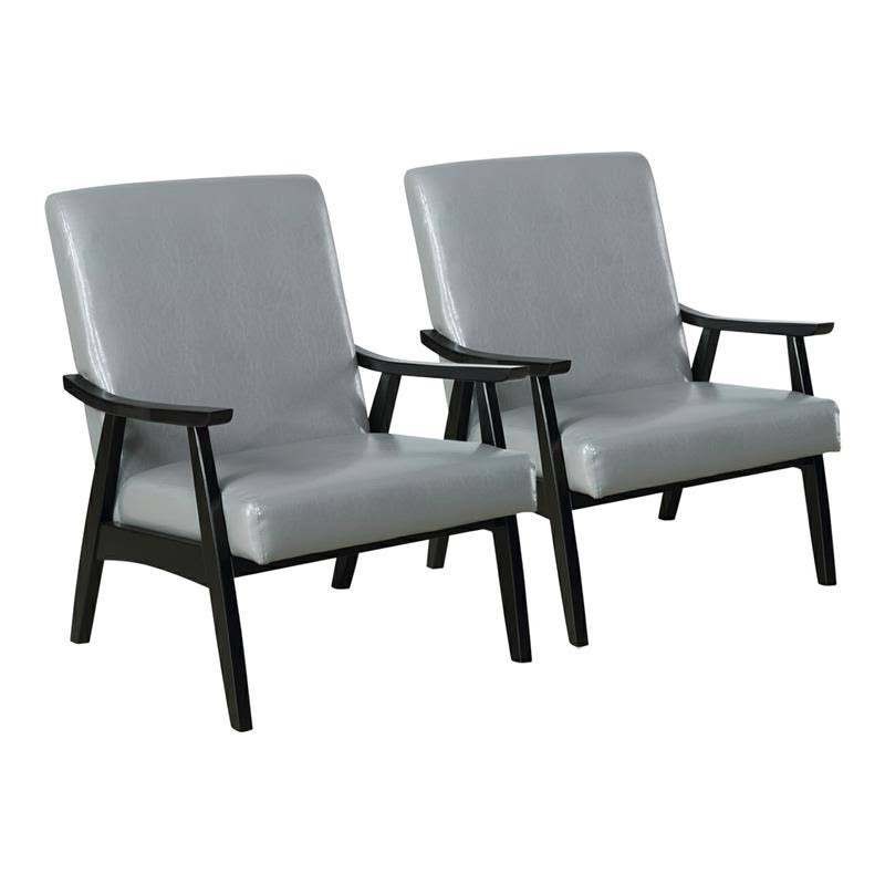 Light Gray Wood Padded Accent Chair (Set of 2) Y4404