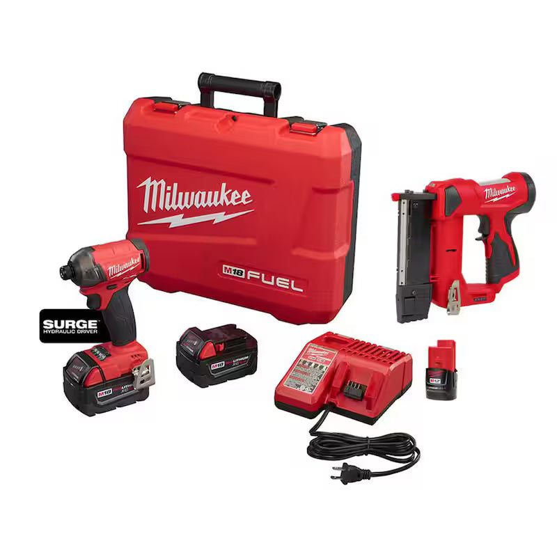18V Lithium-Ion Brushless Cordless 1/4 in. Hex Impact Driver Kit with Pin Nailer & 2.0 Ah Battery X947