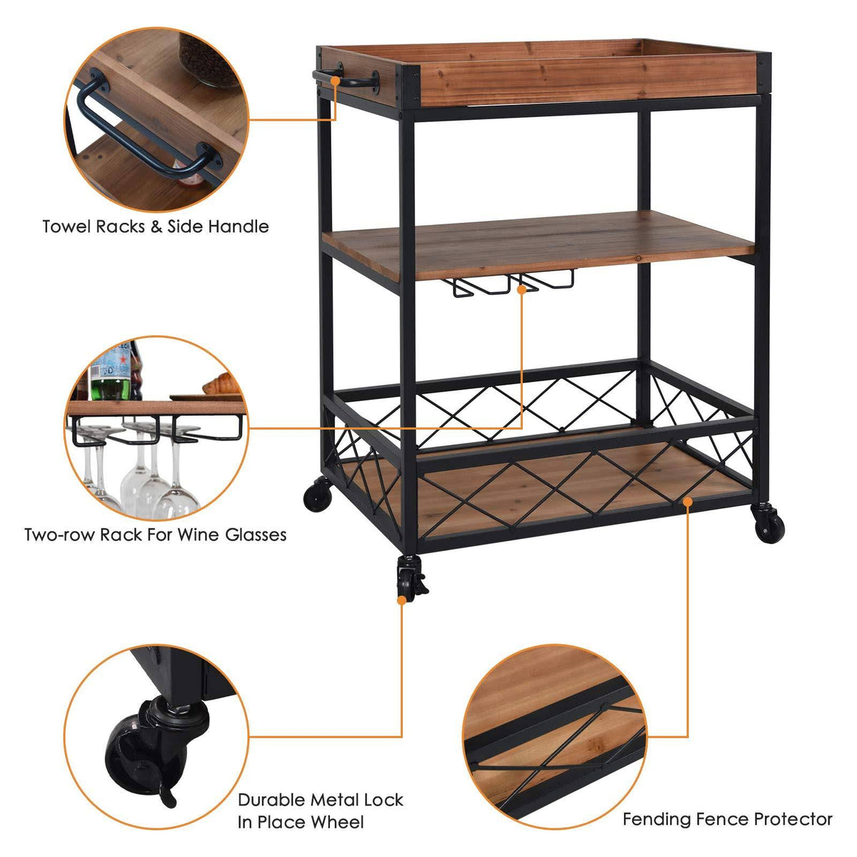 Solid Wood Bar Serving Cart D173418