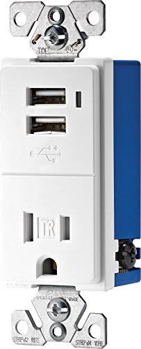 15 Amp 125V 2-Pole USB Charger Tamper Resistant Electrical Outlet 3 Pack White Q5393