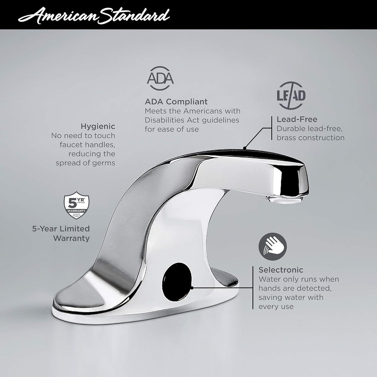 Polished Chrome Battery Powered Faucet D1464