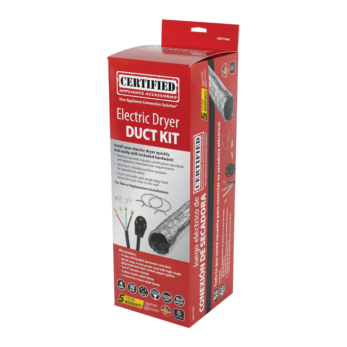 Electric Dryer Flex Duct Kit with 4-Wire 30-Amp 6ft Cord Q65355
