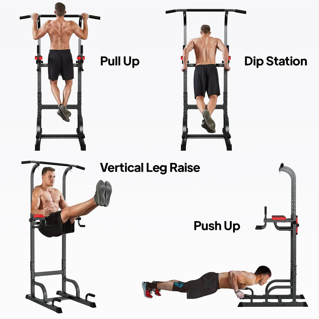 Multifunction Power Tower Dip Station Pull up Bar Power Rack 480lbs R7554