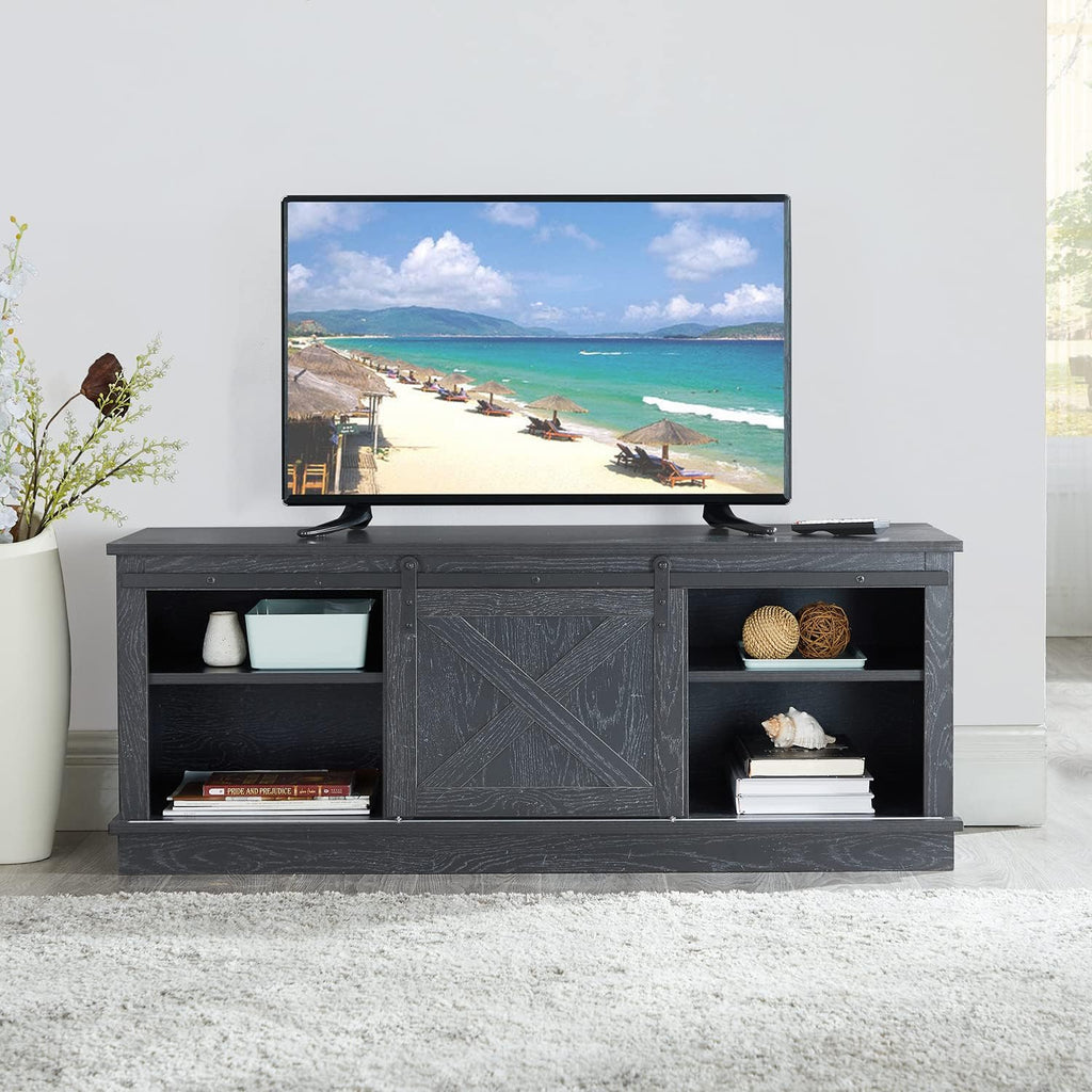 Sliding Barn Door TV Stand with Storage Cabinet T867933