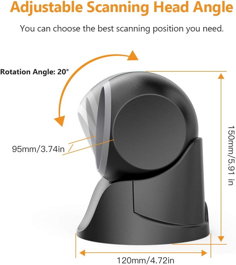 Desktop Barcode Scanner, Omnidirectional Hands-Free USB Wired V45874