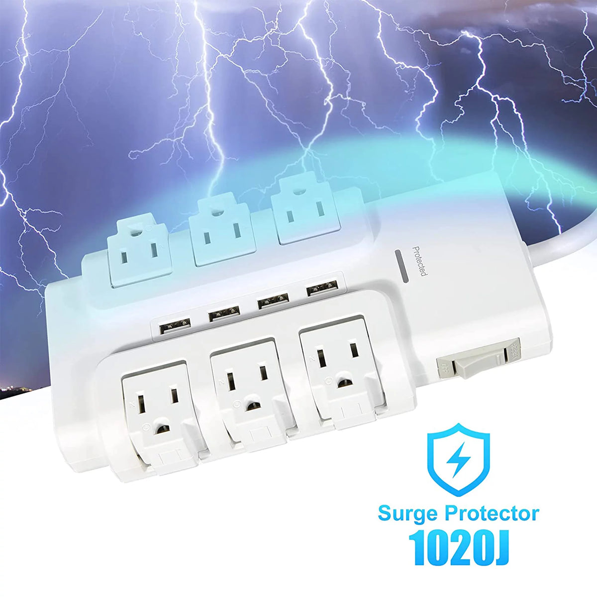 6 Outlet Surge Protector with 4 USB Ports U597
