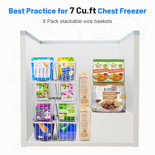 8 Pack Stackable Freezer Organizer Bins with Side Handle J680424