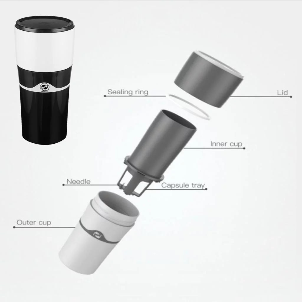 Portable Espresso Maker Single Serve Coffee Maker Travel Mug Black R7202