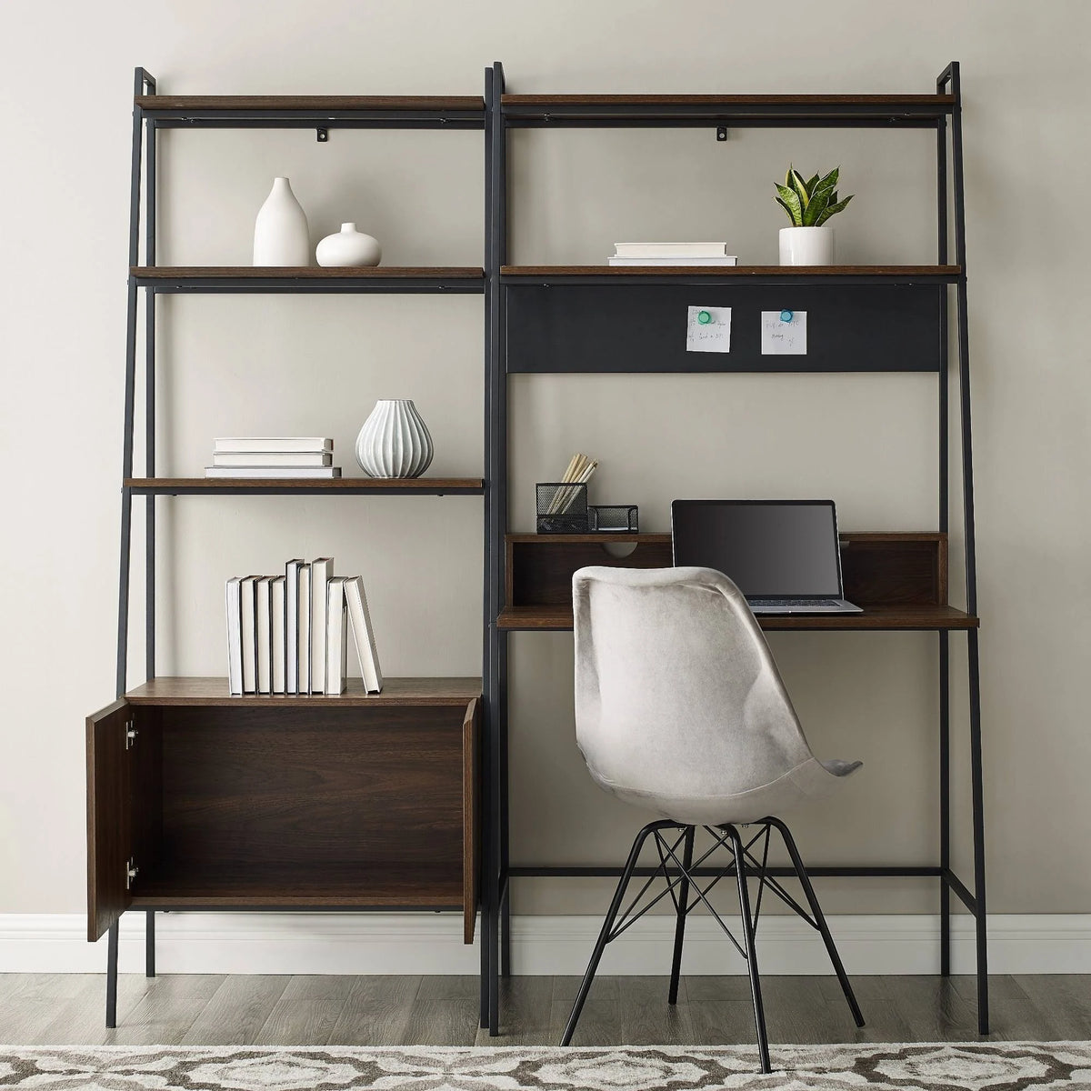 Mocha 2-Piece Desk and Storage Set X505