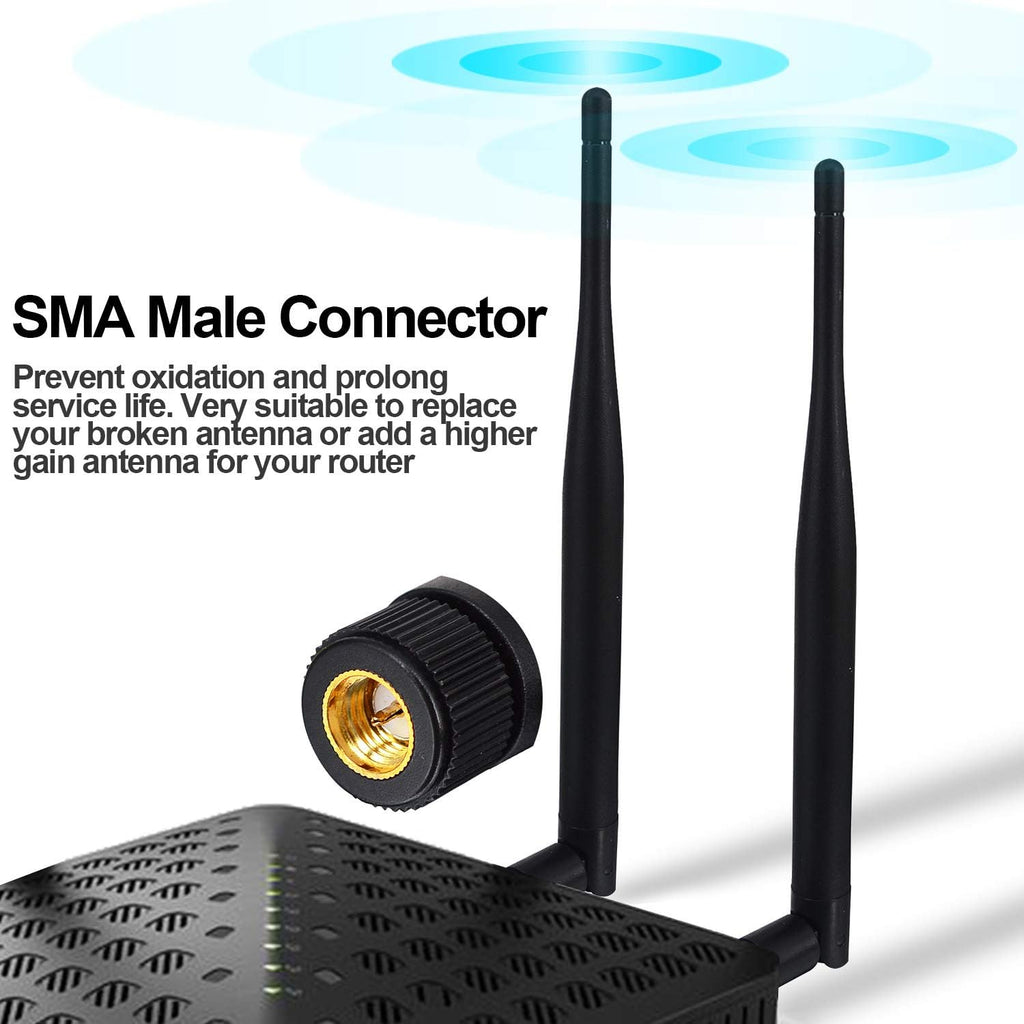 6dbi High Gain Omni-Directional WiFi Antenna & 1.64ft RP-SMA Extension Cable (2-Pack) I4696