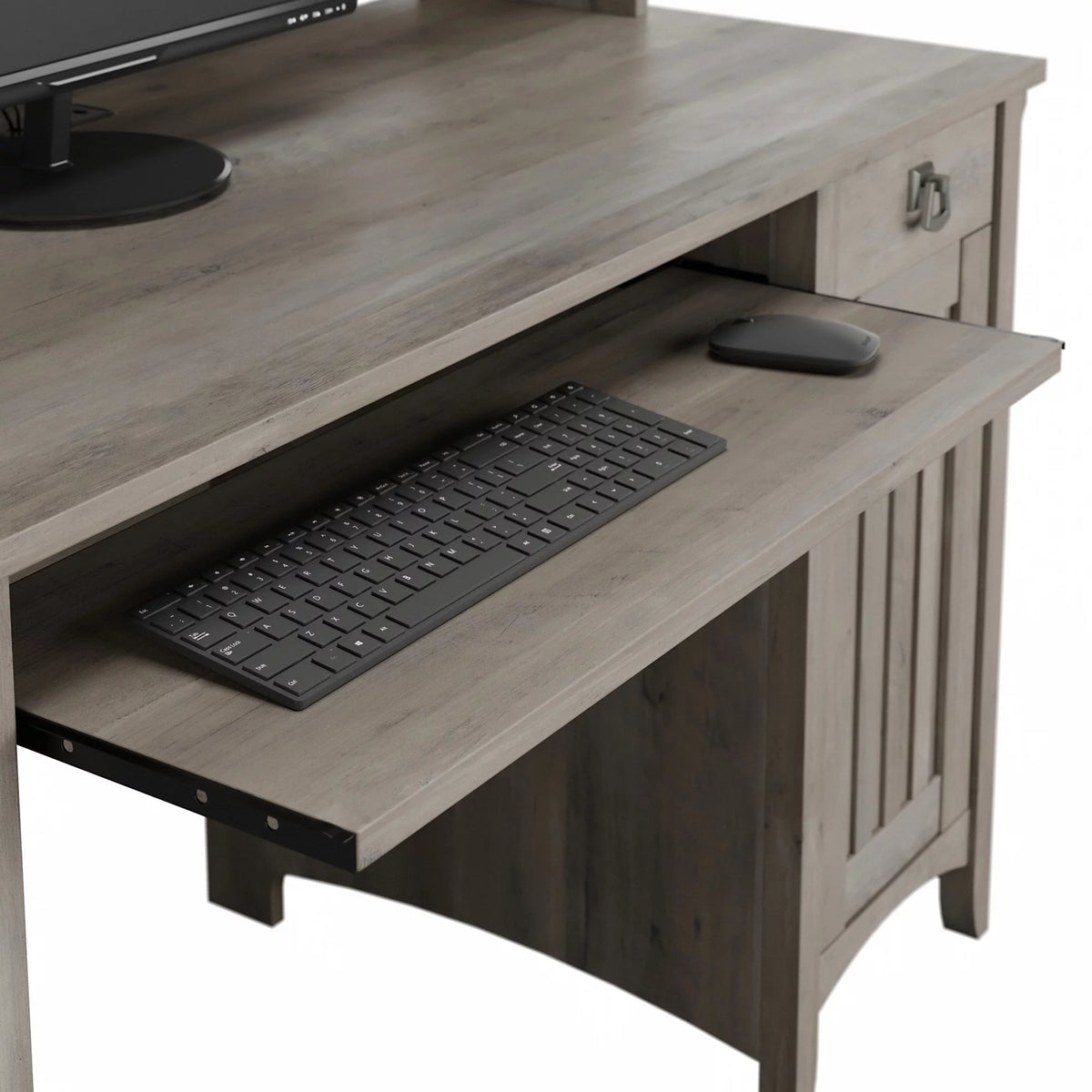 Driftwood Gray L Shaped Desk Set with Office Chair I815415