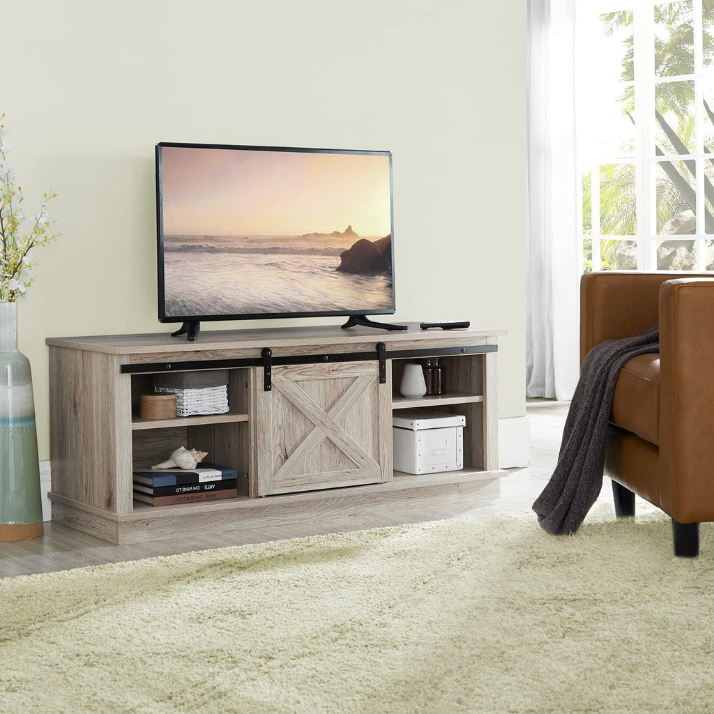 Sliding Barn Door TV Stand with Storage Cabinet T867933