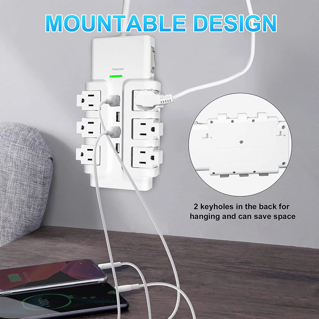 6 Outlet Surge Protector with 4 USB Ports U597