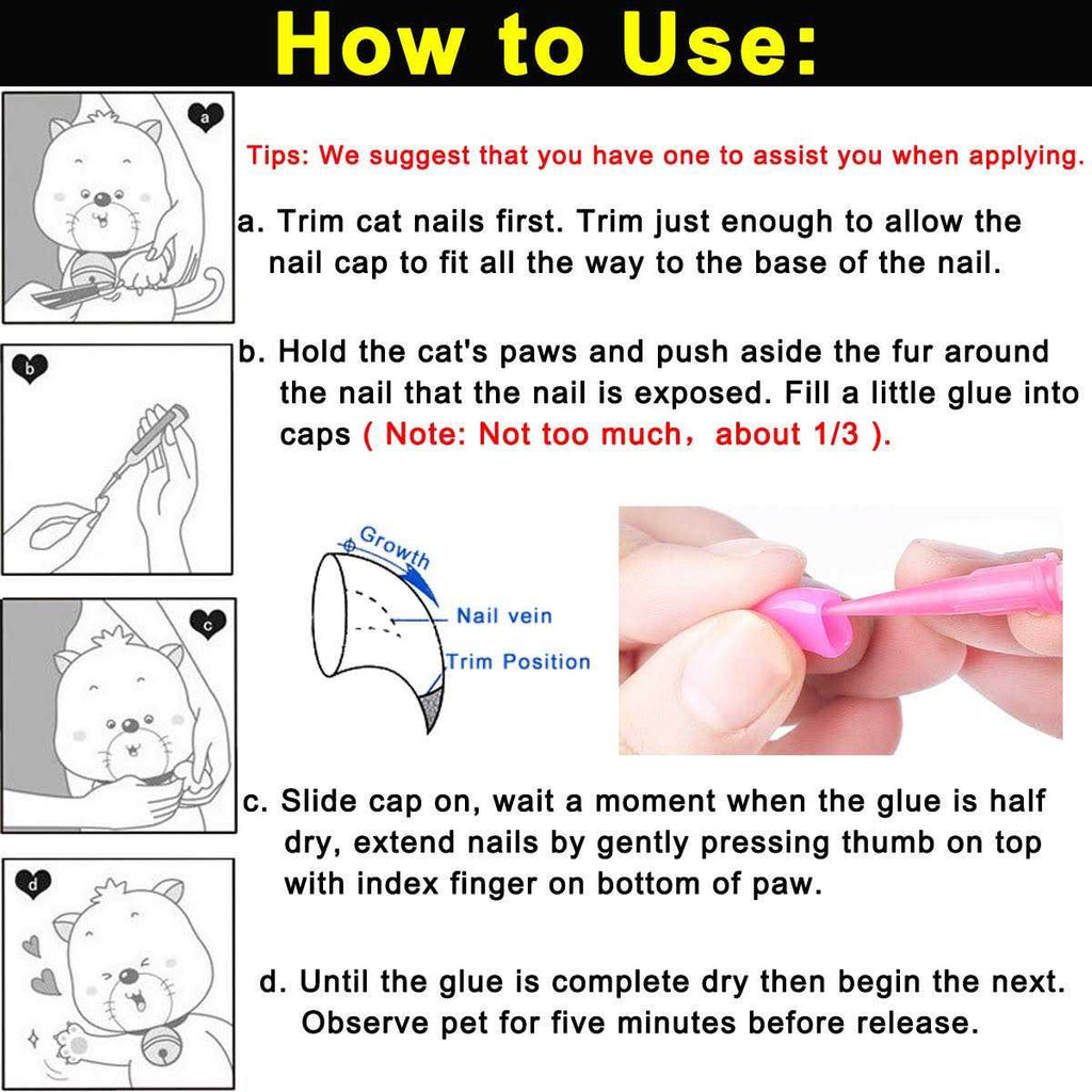 Cat Nail Caps with Glue and Applicators Medium L7309