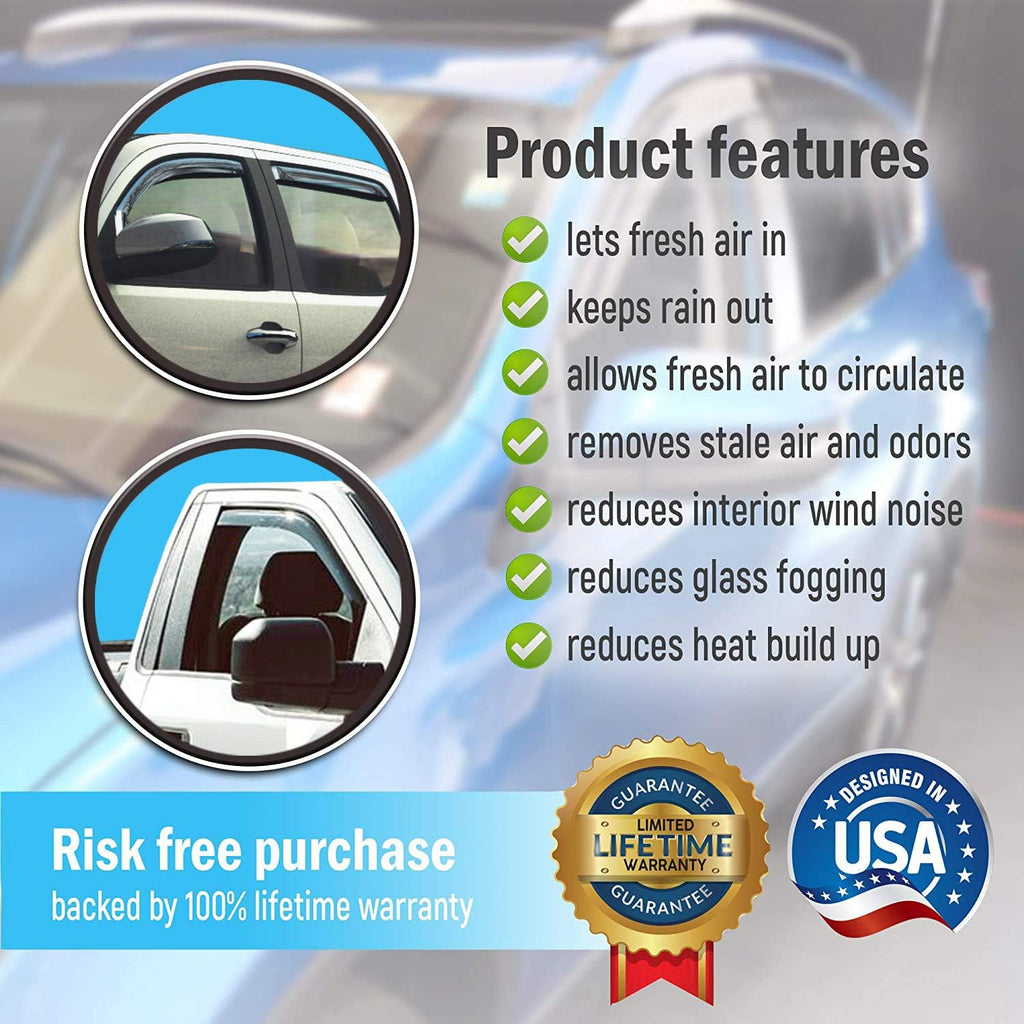 Dark Smoke In-Channel Side Window Vent Visor Rain Guards 4 pcs O480