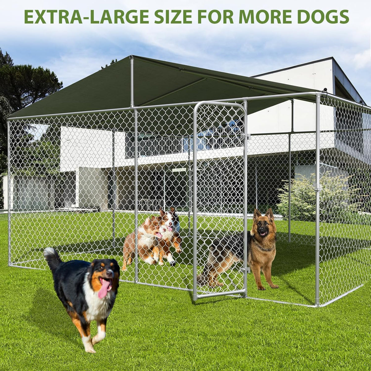 Extra Large Outdoor Dog Kennel with Roof and Lockable Door U300