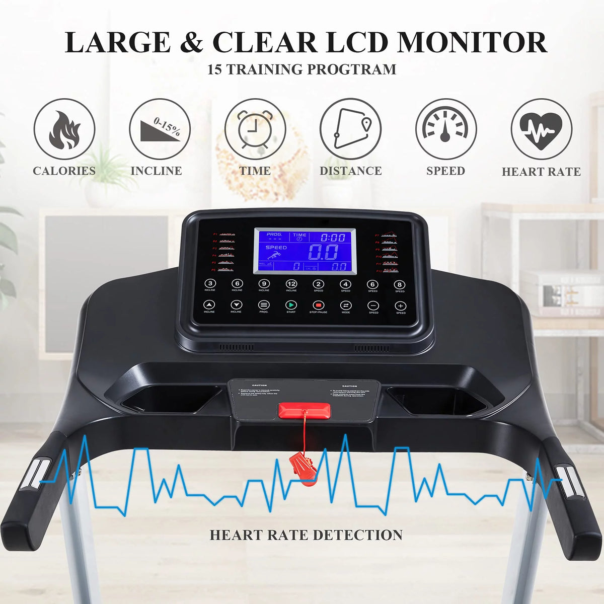 Folding Treadmill with 15% Electric Incline F41678