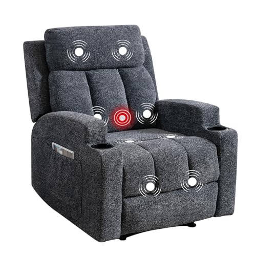 Manual Recliner Chair with Massage and Heat Gray W682