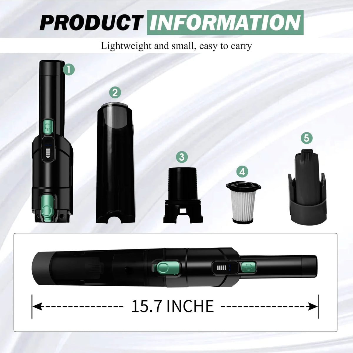 Handheld Cordless Vacuum with 15KPA Suction L76142