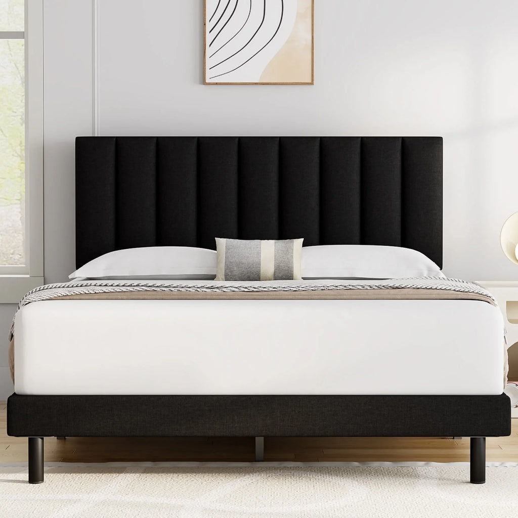 Full Light Gray Upholstered Platform Bed Frame Z8108