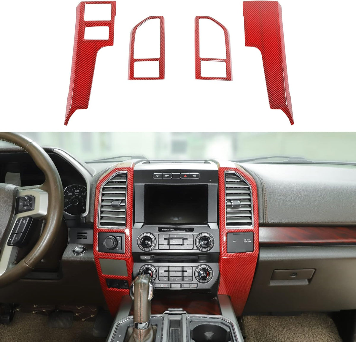 Red Carbon Fiber Console Panel Air Outlet Vent Trim P186813
