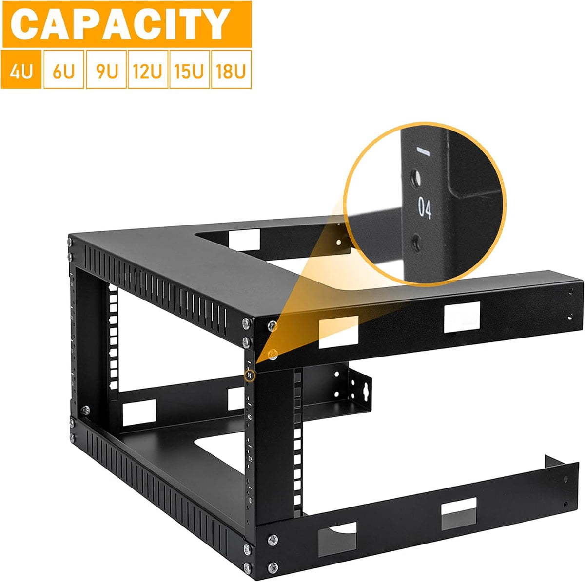 19 Wall Mount Network Rack 2 Post Open Frame Cabinet Black Pack of 2 Q69595