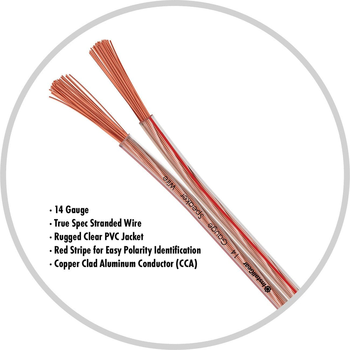14 Gauge AWG 500ft Speaker Wire Cable Clear Pack of 2 T622313