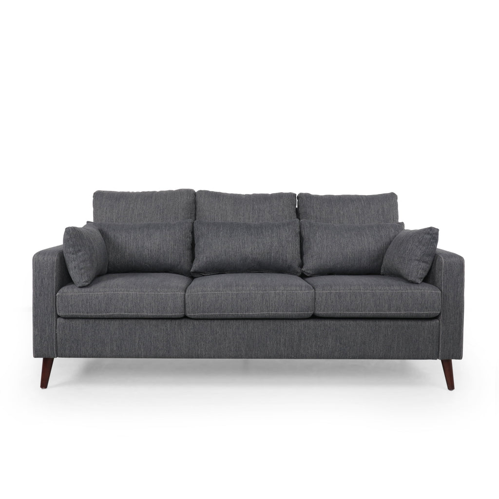 Charcoal Fabric 3 Seater Sofa with Accent Pillows Y14872