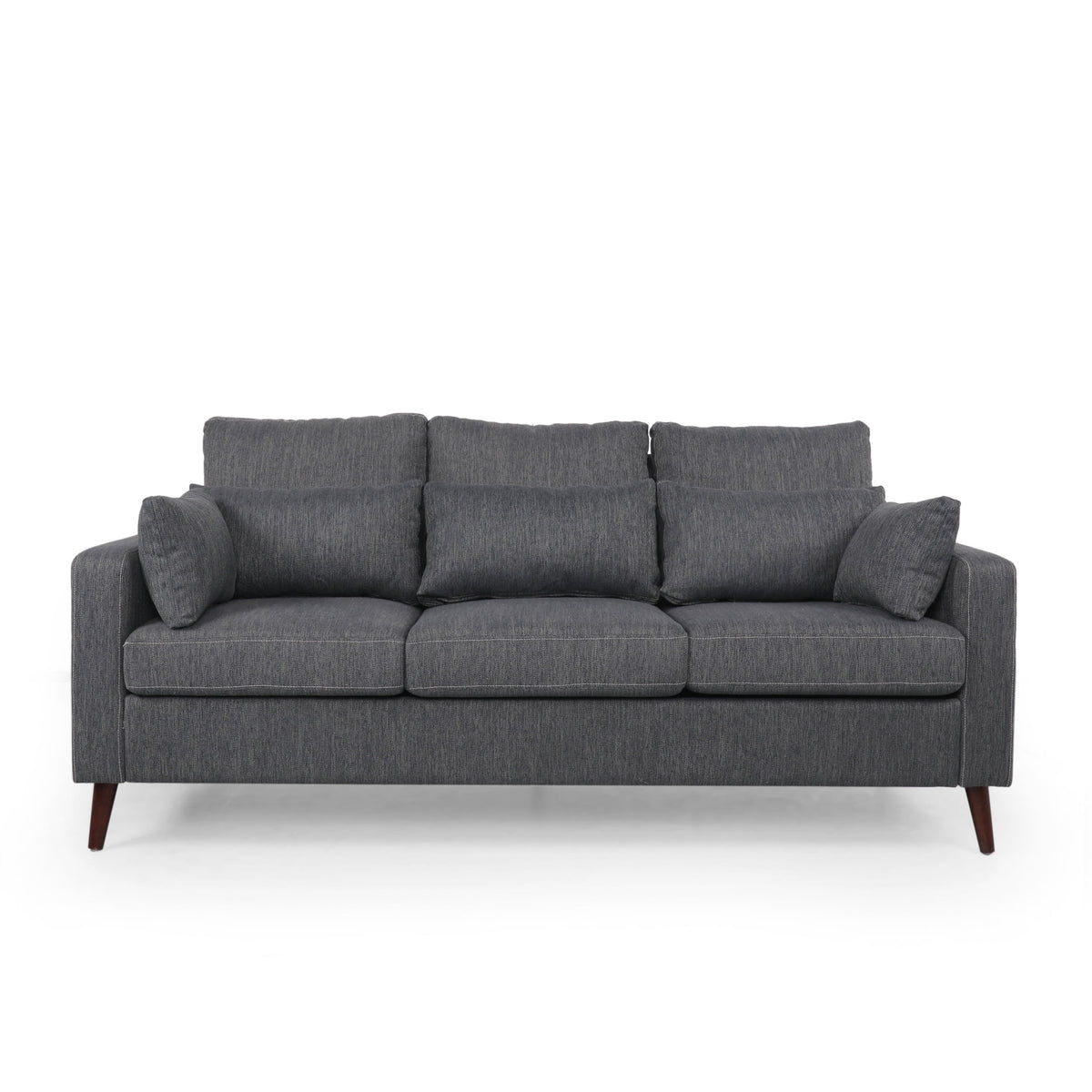 Charcoal Fabric 3 Seater Sofa with Accent Pillows Y14872