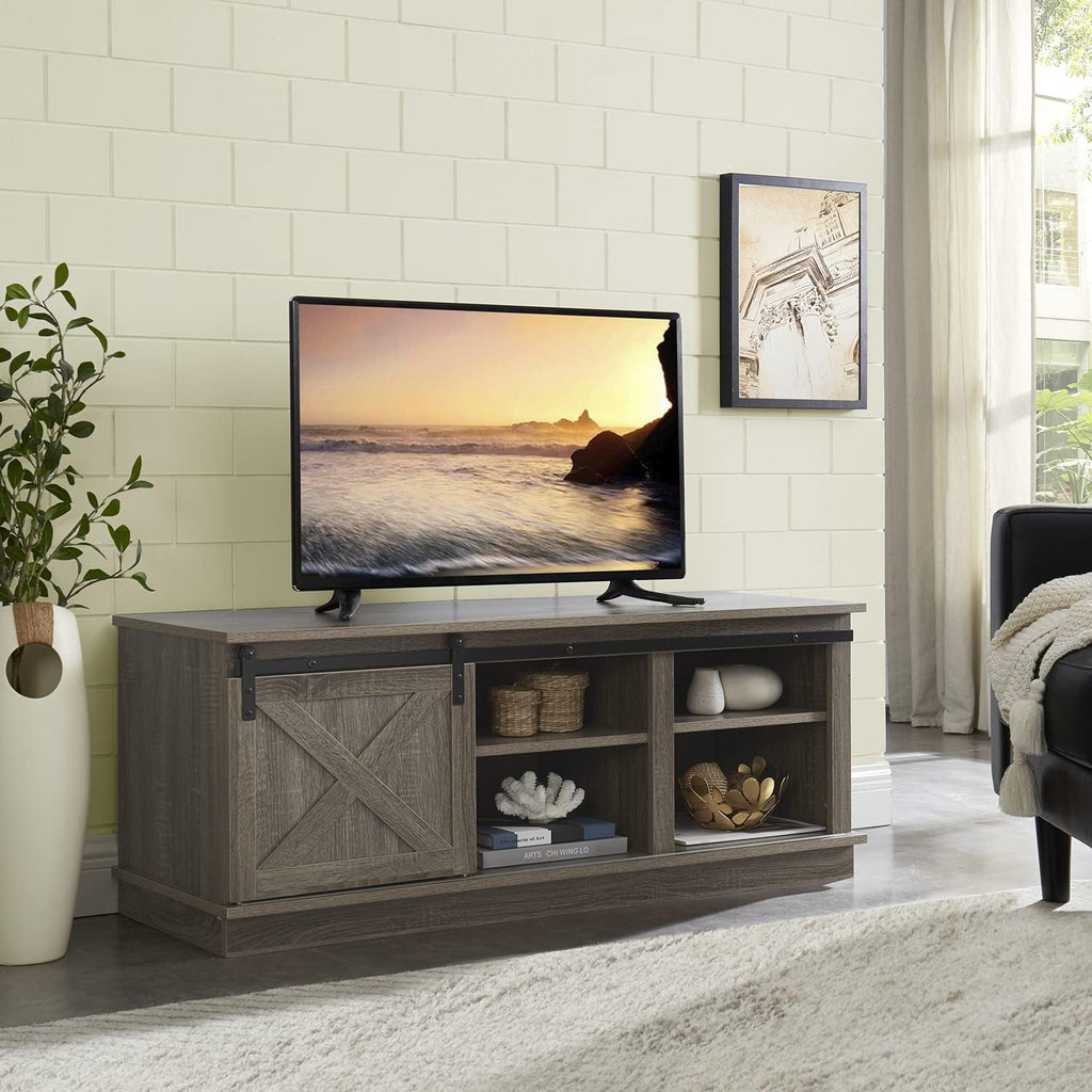 Sliding Barn Door TV Stand with Storage Cabinet T867933