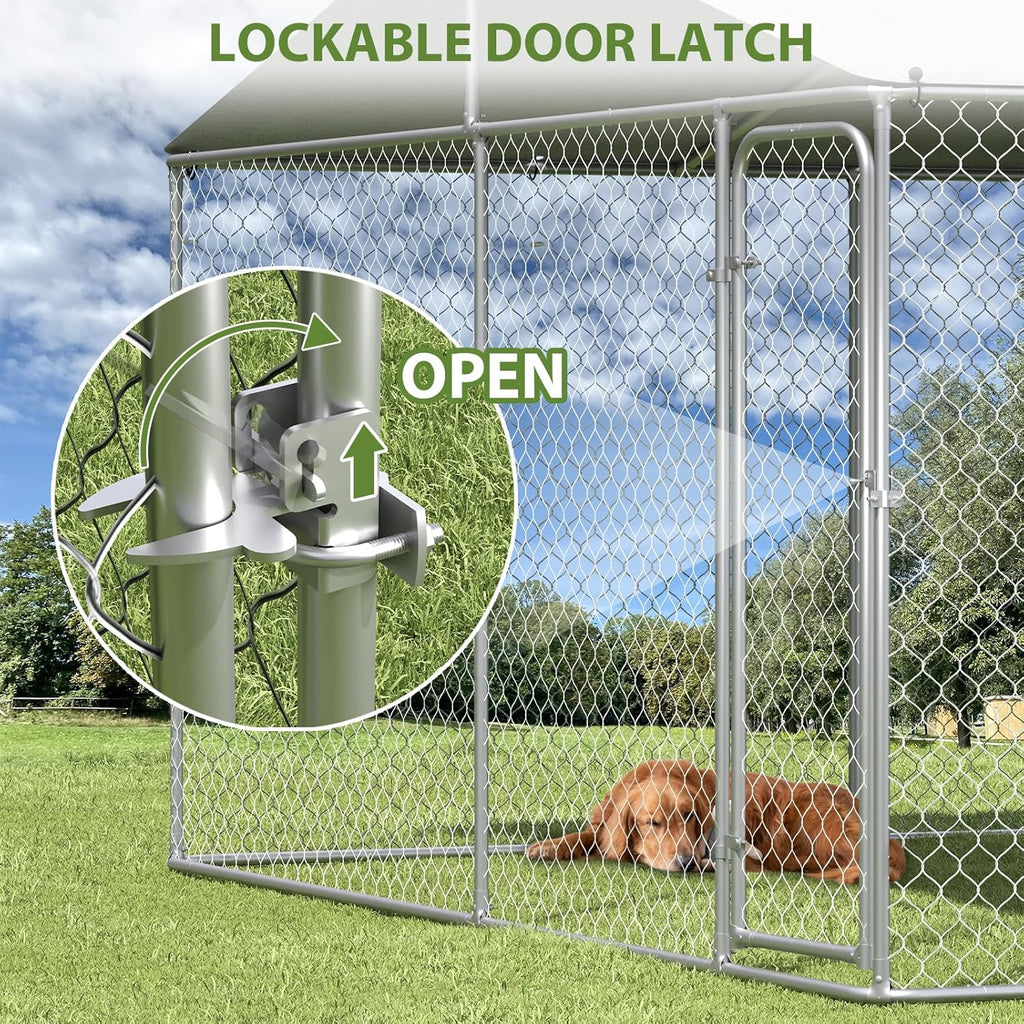 Extra Large Outdoor Dog Kennel with Roof and Lockable Door U300