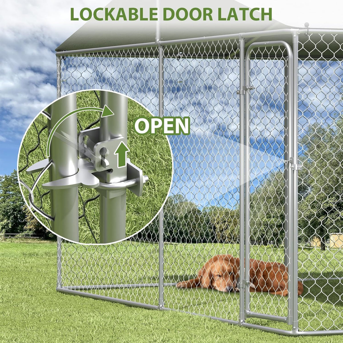 Extra Large Outdoor Dog Kennel with Roof and Lockable Door U300