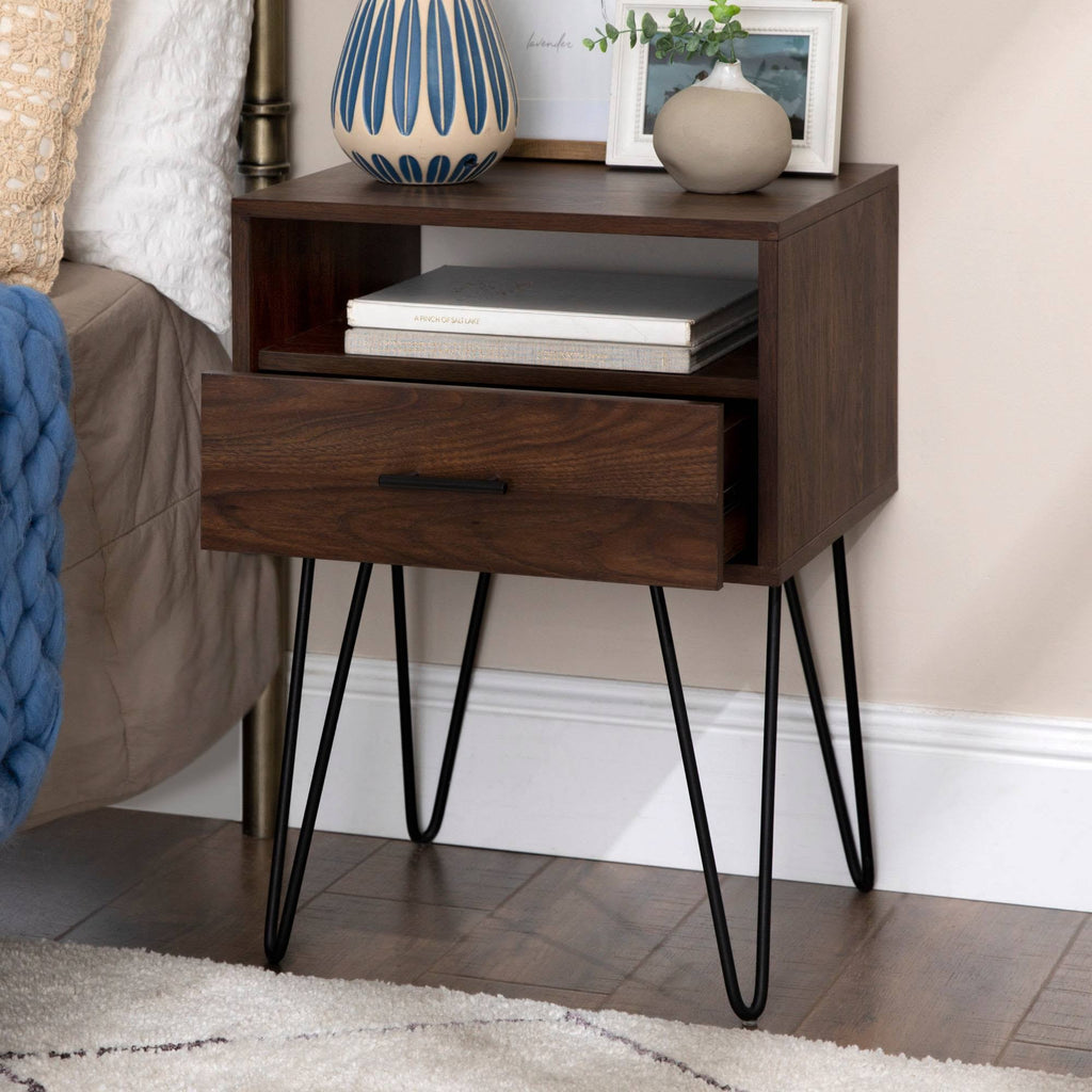 Dark Walnut Single Drawer Side Table N541