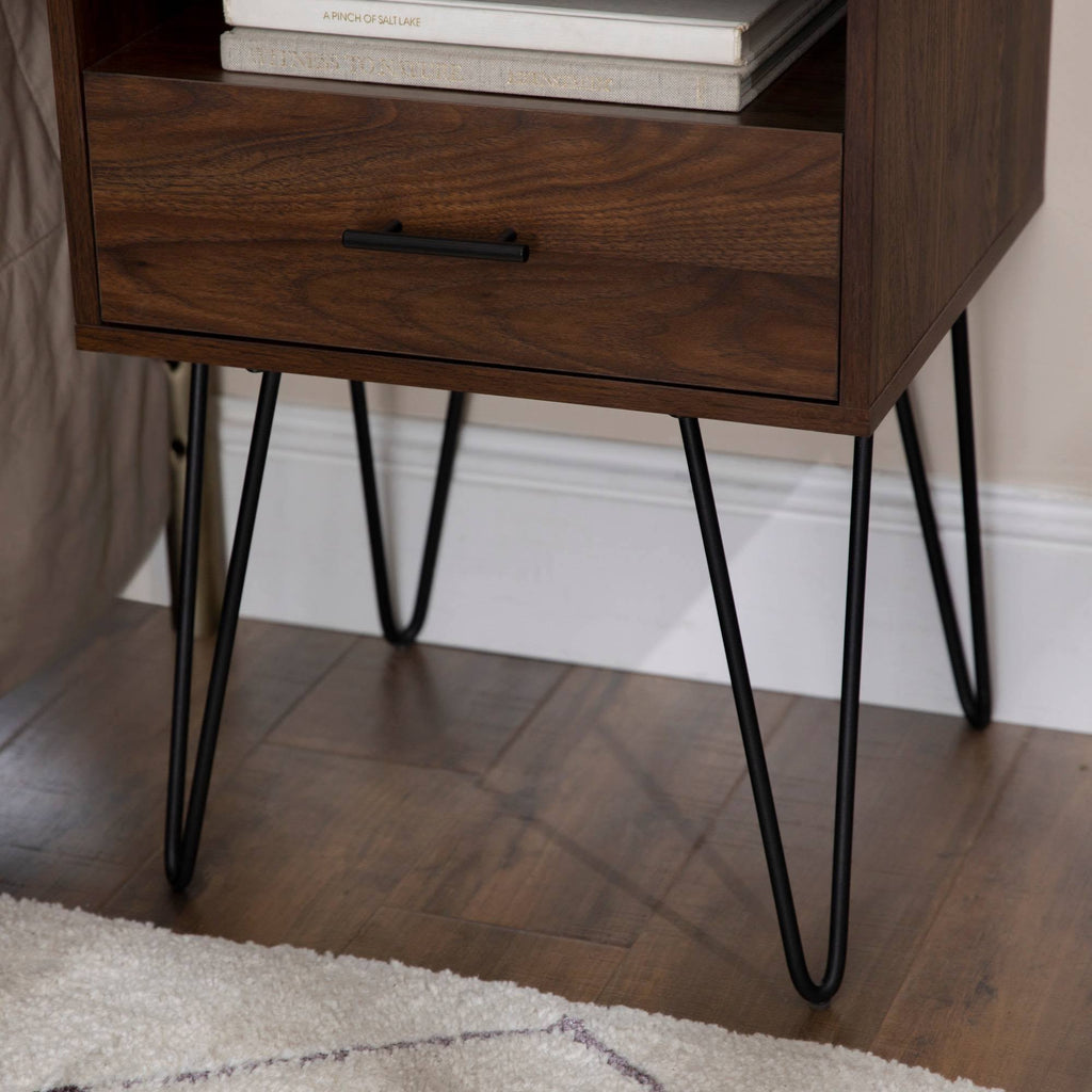 Dark Walnut Single Drawer Side Table N541