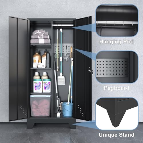 Metal Storage Cabinet with Lockable Doors and Pegboard G795