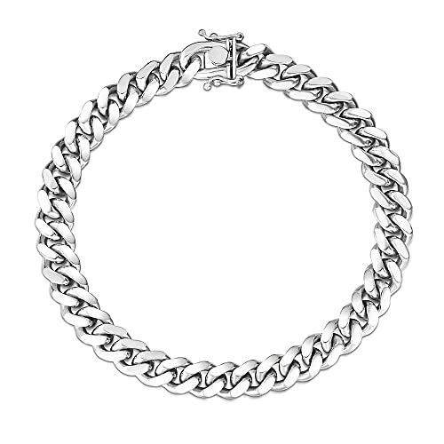 925 Sterling Silver Solid Italian Miami Cuban Link Chain Bracelet C25077