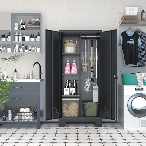 Metal Storage Cabinet with Lockable Doors and Pegboard G795