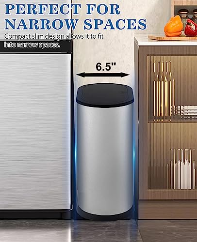 2.1 Gallon Stainless Steel Slim Trash Can with Press Top Lid Q86821