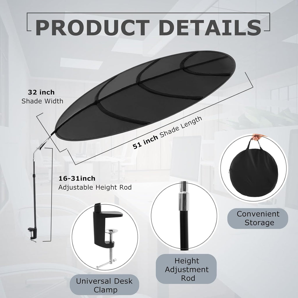 Black Adjustable Portable Cubicle Light Shade with Clamp H88407