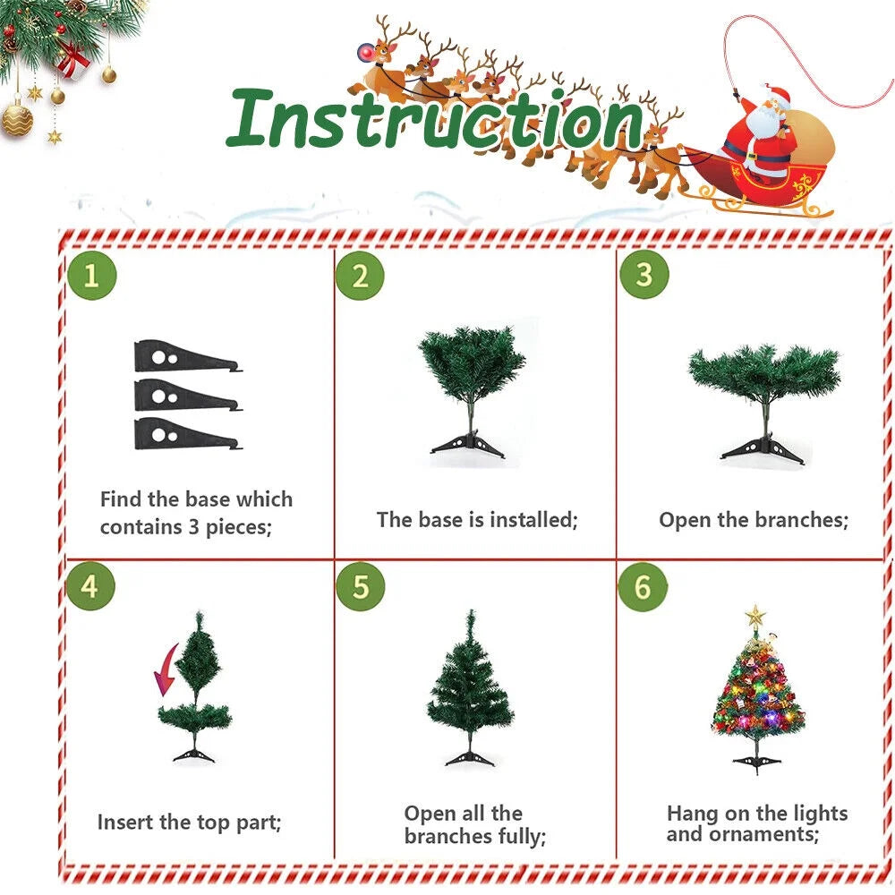 2ft Artificial Mini Christmas Pine Tree with Lights I841827