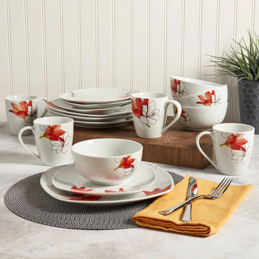 White Porcelain 16 Piece Dinnerware Set A416142
