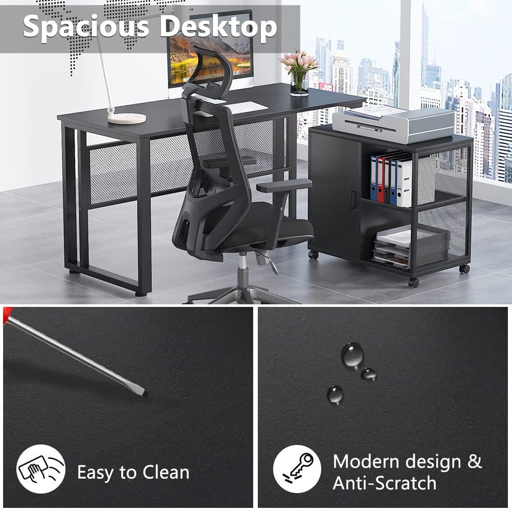 L-Shaped Computer Desk with File Cabinet C233857