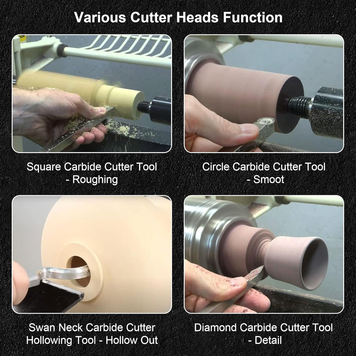 Carbide Tipped Wood Turning Lathe Tools with Removable Alloy Handle and Carbide Inserts W9713
