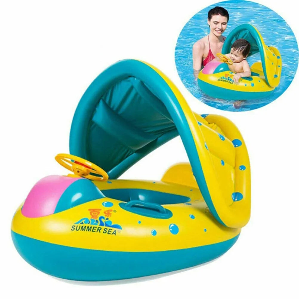 Inflatable Swimming Ring Baby Pool Float with Canopy Sunshade Roof T178